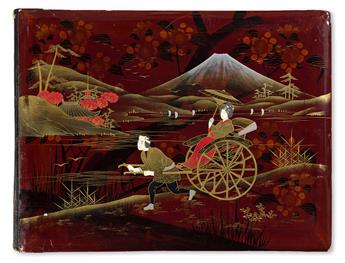 (JAPAN) A beautiful album of 50 hand-colored photographs depicting rich landscapes, busy street scenes, and lush gardens.